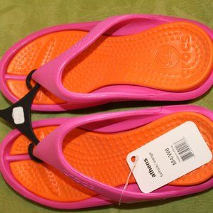 NWT, Croc flip flops, women's S6, men's S4